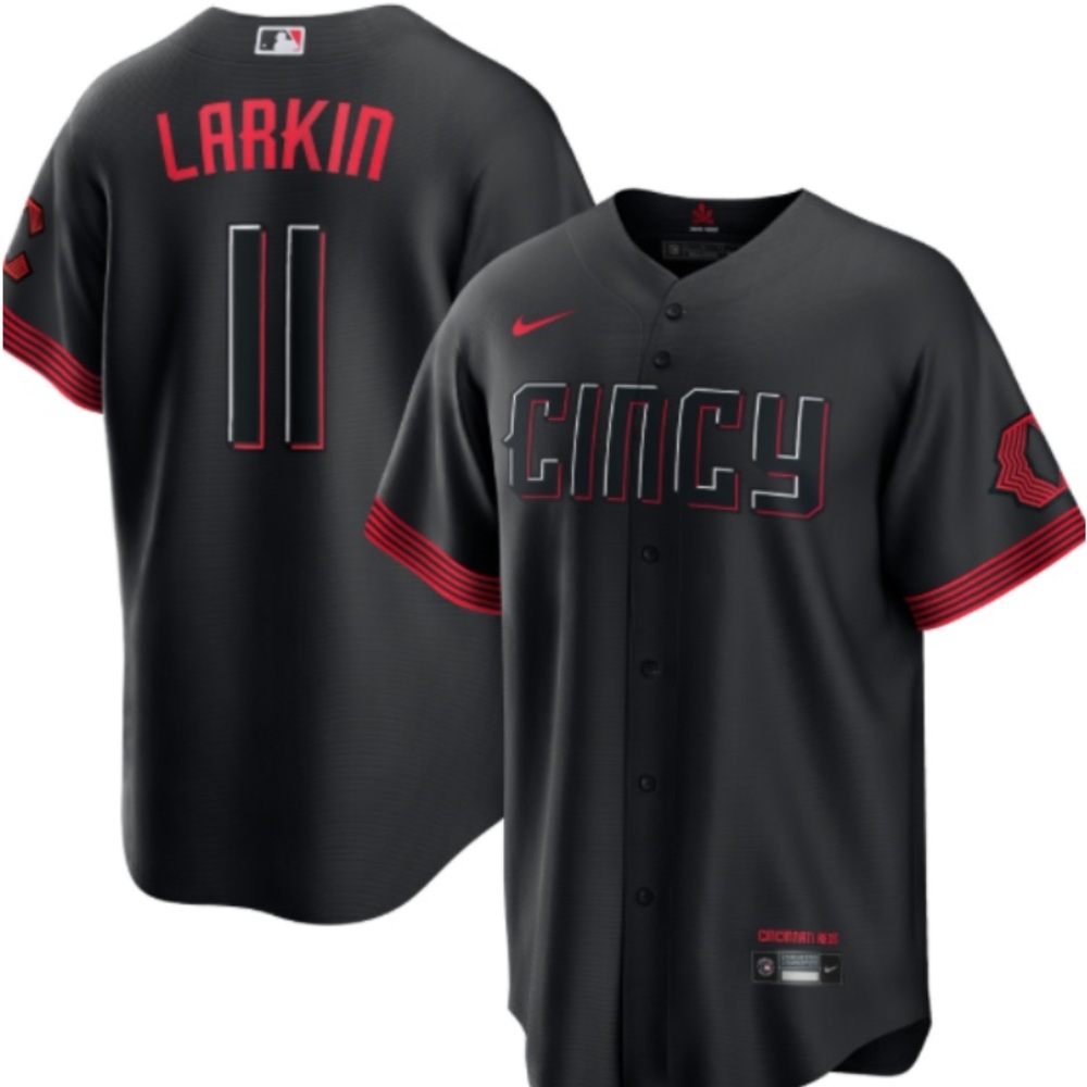 NWT Nike MLB Cincinnati Reds Barry Larkin #11 City Connect Jersey - Black
